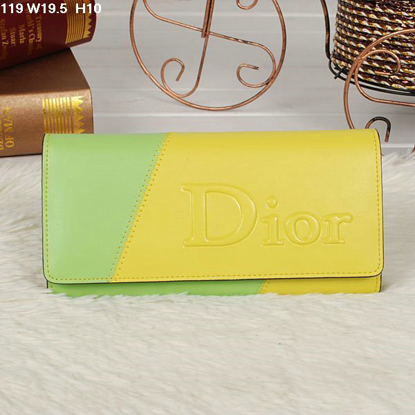dior bi-fold wallet calfskin 119 yellow&green
